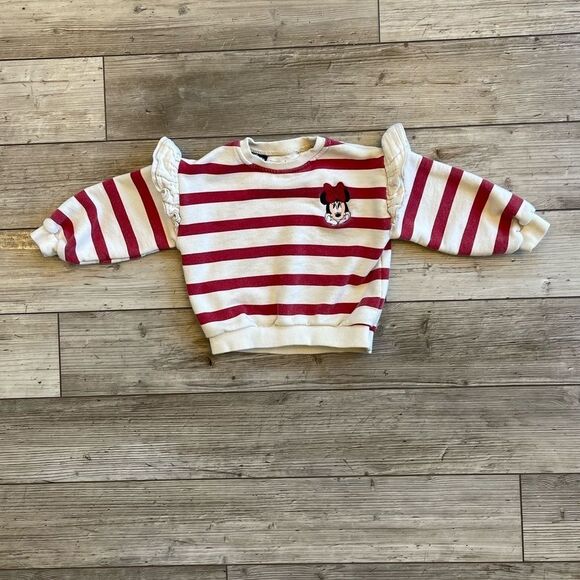 Zara | Disney Minnie Mouse Embroidered Ruffle Sleeved Sweatshirt | Size: 3 Years - Picture 1 of 6